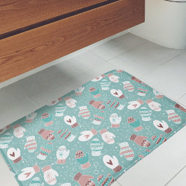Gezellige Winter Kerst wanten Patroon in Mint Badmat