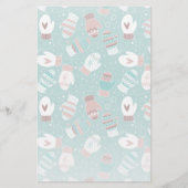 Gezellige Winter Kerst wanten Patroon in Mint Briefpapier (Voorkant)