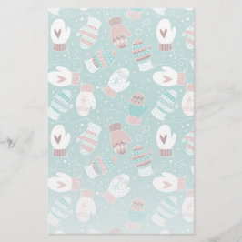 Gezellige Winter Kerst wanten Patroon in Mint Briefpapier