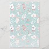 Gezellige Winter Kerst wanten Patroon in Mint Briefpapier (Achterkant)
