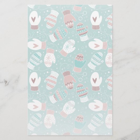 Gezellige Winter Kerst wanten Patroon in Mint Briefpapier (Achterkant)