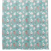 Gezellige Winter Kerst wanten Patroon in Mint Douchegordijn (Voorkant)