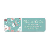 Gezellige Winter Kerst wanten Patroon in Mint Etiket (Voorkant)