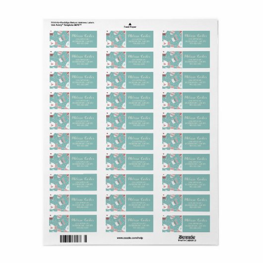 Gezellige Winter Kerst wanten Patroon in Mint Etiket (Full Sheet)