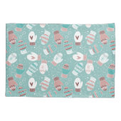 Gezellige Winter Kerst wanten Patroon in Mint Kussensloop (Achterkant)