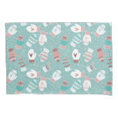 Gezellige Winter Kerst wanten Patroon in Mint Kussensloop (Voorkant)