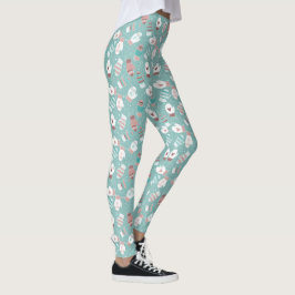 Gezellige Winter Kerst wanten Patroon in Mint Leggings