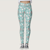 Gezellige Winter Kerst wanten Patroon in Mint Leggings (Voorkant)