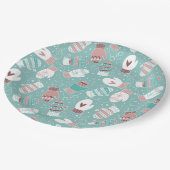 Gezellige Winter Kerst wanten Patroon in Mint Papieren Bordje (Gekanteld)