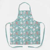 Gezellige Winter Kerst wanten Patroon in Mint Schort (Voorkant)