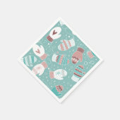 Gezellige Winter Kerst wanten Patroon in Mint Servet (Hoek)