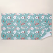 Gezellige Winter Kerst wanten Patroon in Mint Strandlaken (Voorkant)