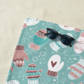 Gezellige Winter Kerst wanten Patroon in Mint Strandlaken (In situ)