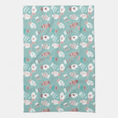 Gezellige Winter Kerst wanten Patroon in Mint Theedoek (Verticaal)
