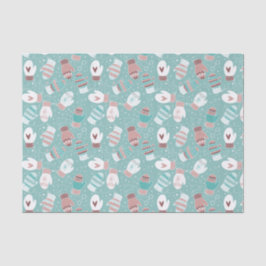 Gezellige Winter Kerst wanten Patroon in Mint Tissuepapier