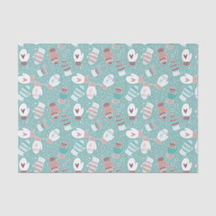 Gezellige Winter Kerst wanten Patroon in Mint Tissuepapier