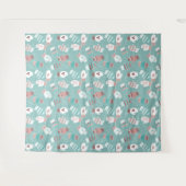 Gezellige Winter Kerst wanten Patroon in Mint Wandkleed (Voorkant (horizontaal))