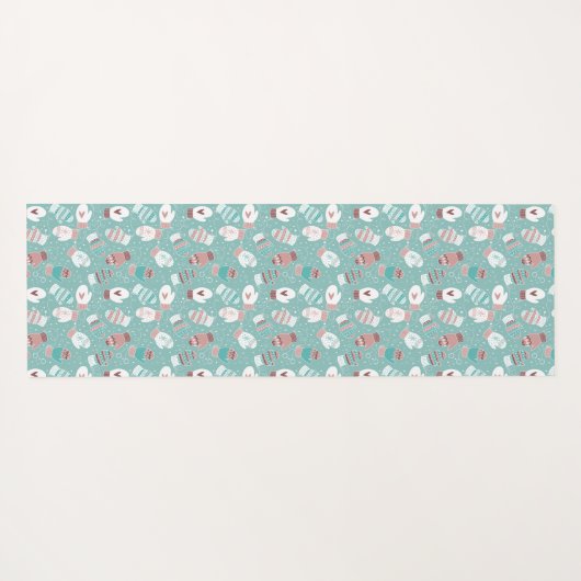 Gezellige Winter Kerst wanten Patroon in Mint Yogamat (Achterkant (horizontaal))