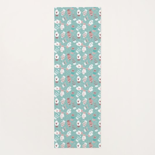 Gezellige Winter Kerst wanten Patroon in Mint Yogamat (Achterkant)