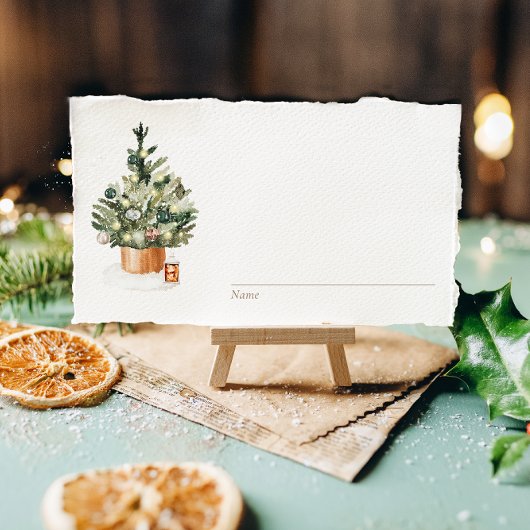 Gezellige winter kerstboom vakantie plaatskaartje