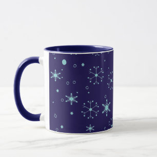 Gezellige Winter Kerstmis Sneeuwvlokken Midnight B Mok