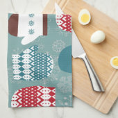 Gezellige winter Kerstmiswanten Blauw Theedoek (Quarter Fold)