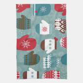 Gezellige winter Kerstmiswanten Blauw Theedoek (Verticaal)