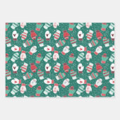 Gezellige winter Kerstmiswanten Patroon Set Inpakpapier Vel (Voorkant 3)