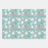 Gezellige winter Kerstmiswanten Patroon Set Inpakpapier Vel (Voorkant)