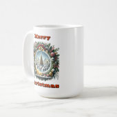 Gezellige Winter Kerstscène Koffiemok (Voorkant links)