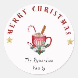 Gezellige Winter Koffie Mok Vrolijk Kerstfeest Sti Ronde Sticker