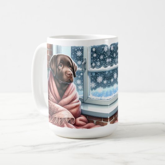 Gezellige Winter Labrador Retriever Christmas Pupp Koffiemok (Voorkant links)