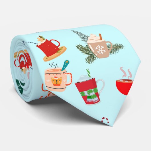 Gezellige winter latte warme chocolade feestelijke stropdas (Opgerold)