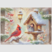 Gezellige Winter Mouse Kardinaal Winter Forest Dec Tissuepapier (Voorkant)