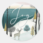 Gezellige winter Natuur vakantie | Joy Script Chri Ronde Sticker (Voorkant)
