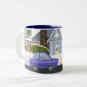 Gezellige Winter Night Christmas Village Tweekleurige Koffiemok (Voorkant links)