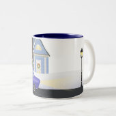 Gezellige Winter Night Christmas Village Tweekleurige Koffiemok (Voorkant rechts)