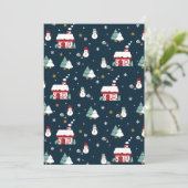 Gezellige Winter Night Village en Sneeuwmannen Bedankkaart (Staand voorkant)