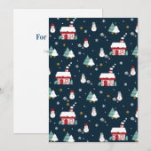 Gezellige Winter Night Village en Sneeuwmannen Bedankkaart (Voorkant / Achterkant)