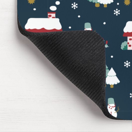 Gezellige Winter Night Village en Sneeuwmannen Muismat (Hoek)