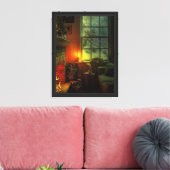 Gezellige winter open haard scene canvas afdruk (Insitu (Woonkamer))