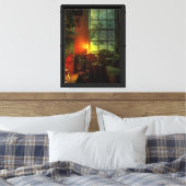 Gezellige winter open haard scene canvas afdruk (Insitu (Slaapkamer))