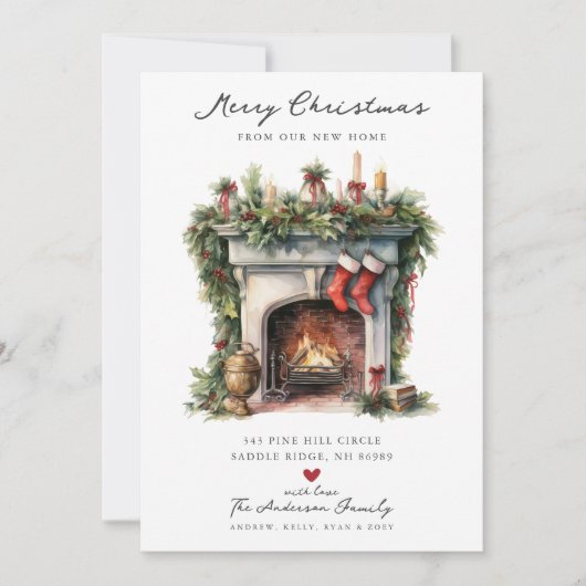 Gezellige Winter open haard verplaatsen Aankondiging (Voorkant)