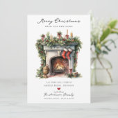 Gezellige Winter open haard verplaatsen Aankondiging (Staand voorkant)