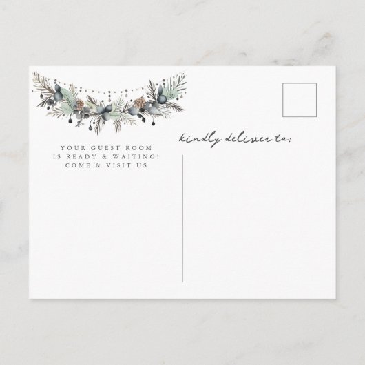 Gezellige Winter open haard verplaatsen Aankondigingskaart (Achterkant)