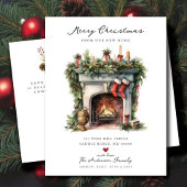 Gezellige Winter open haard verplaatsen Aankondigingskaart