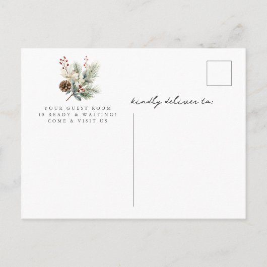 Gezellige Winter open haard verplaatsen Aankondigingskaart (Achterkant)