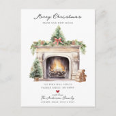 Gezellige Winter open haard verplaatsen Aankondigingskaart (Voorkant)