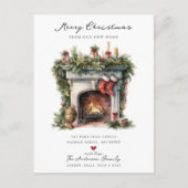 Gezellige Winter open haard verplaatsen Aankondigingskaart (Voorkant)