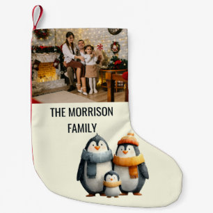 Gezellige Winter Pinguïnfamilie Kleine Kerstsok